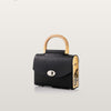 Black handbag with wooden handle - Black Saffiano BLACKWOOD