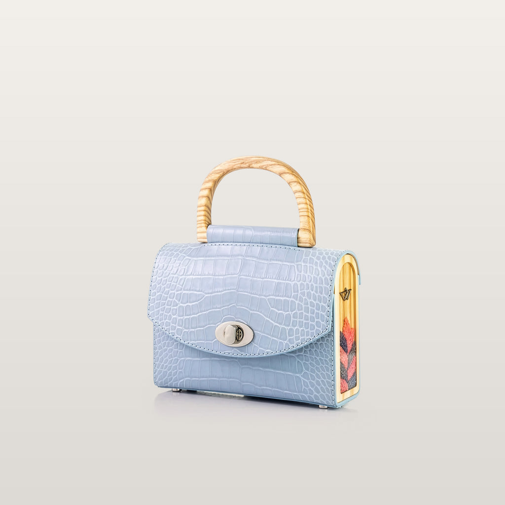 Light blue handbag - Aurora Mini Blue Croco - BLACKWOOD