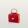 Red handbag with a wooden handle - Aurora Red Saffiano BLACKWOOD