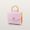 Pink handbag with wooden handle and trim - BLACKWOOD