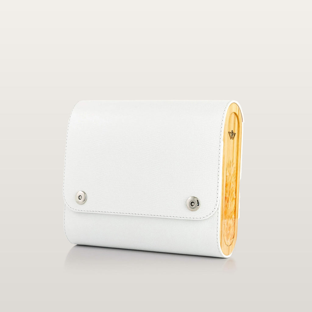 White clutch bag - Blizzard White Saffiano BLACKWOOD