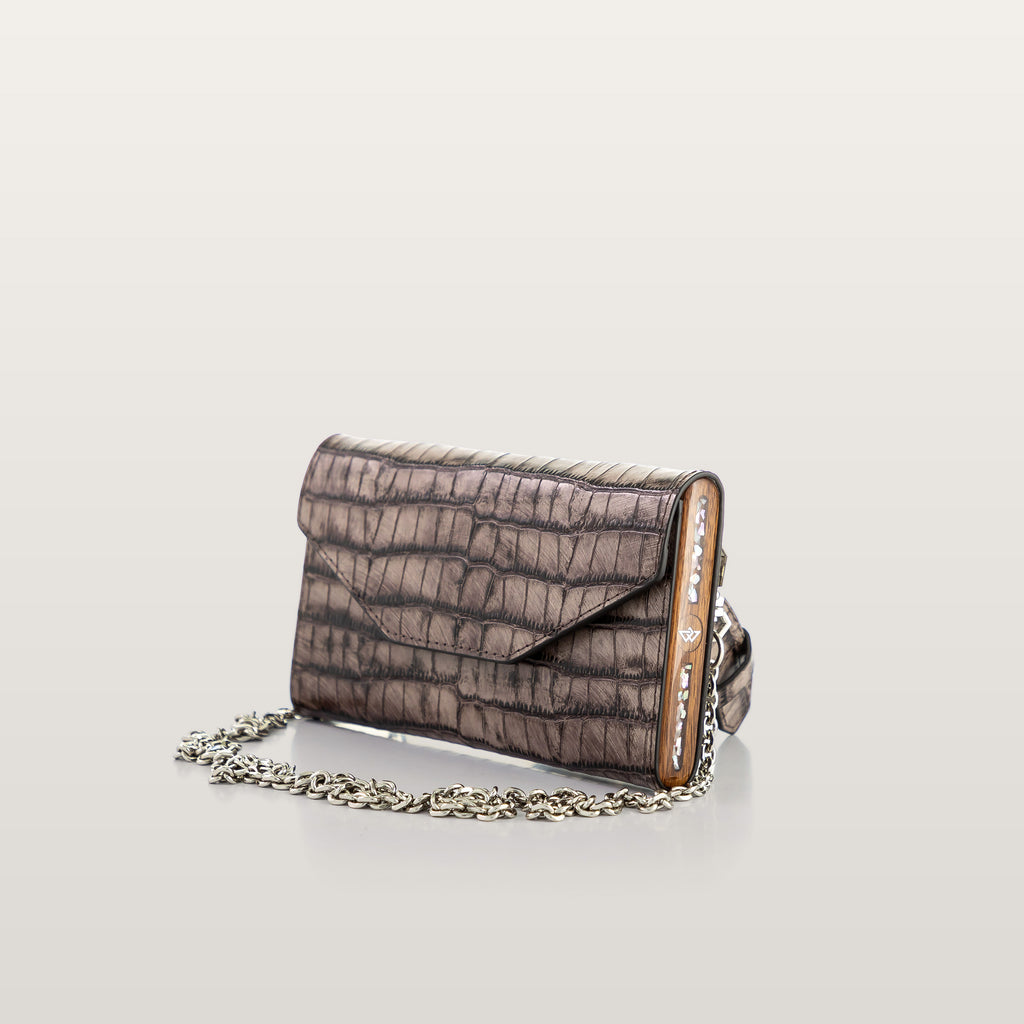 Metallic clutch bag with chain strap - BLACKWOOD