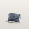 Blue crocodile-patterned clutch bag with a chain strap - Essencr BLACKWOOD