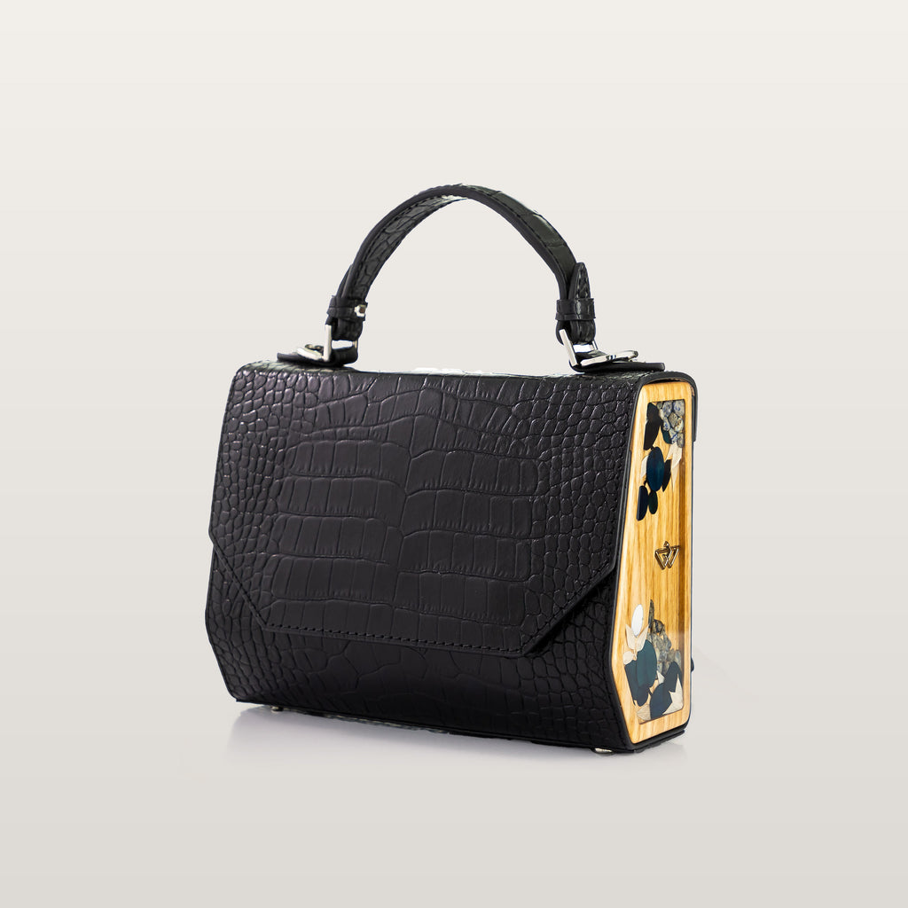 Black BLACKWOOD handbag with a unique design 