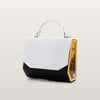 White handbag with black base and wooden side - BLACKWOOD