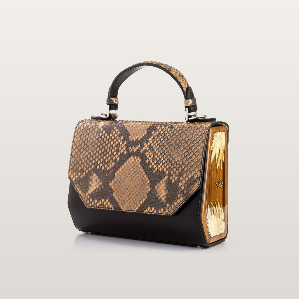 BLACKWOOD Fjord Indian Brown Python صناعة_يدوية – Brown Python Leather Handbag – Worldwide Shipping