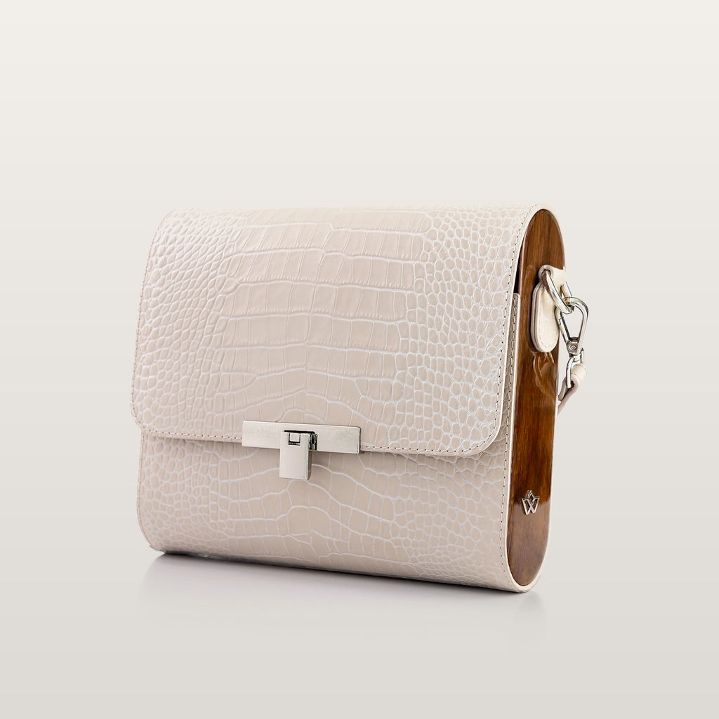 BLACKWOOD Gloria Beige Croco الأكثر_مبيعاً – Beige Croco Leather Handbag – Bestseller Style, Worldwide Shipping