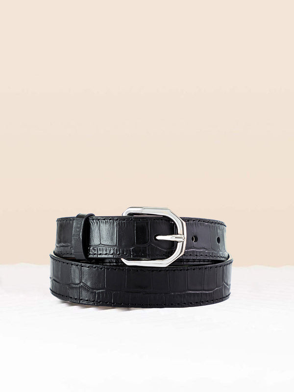 BELT BLACK CROCO Wrap-around