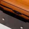 Close-up of BLACKWOOD Thunder Brown Epsom bag interior and premium metal hardware
