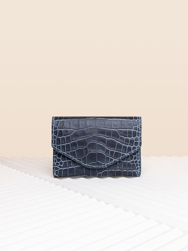 CARDHOLDER BLUE GRAPHITE CROCO