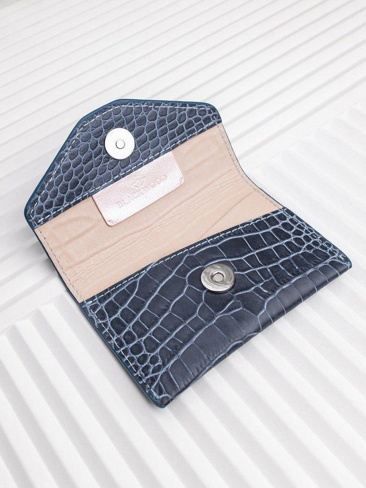 CARDHOLDER BLUE GRAPHITE CROCO