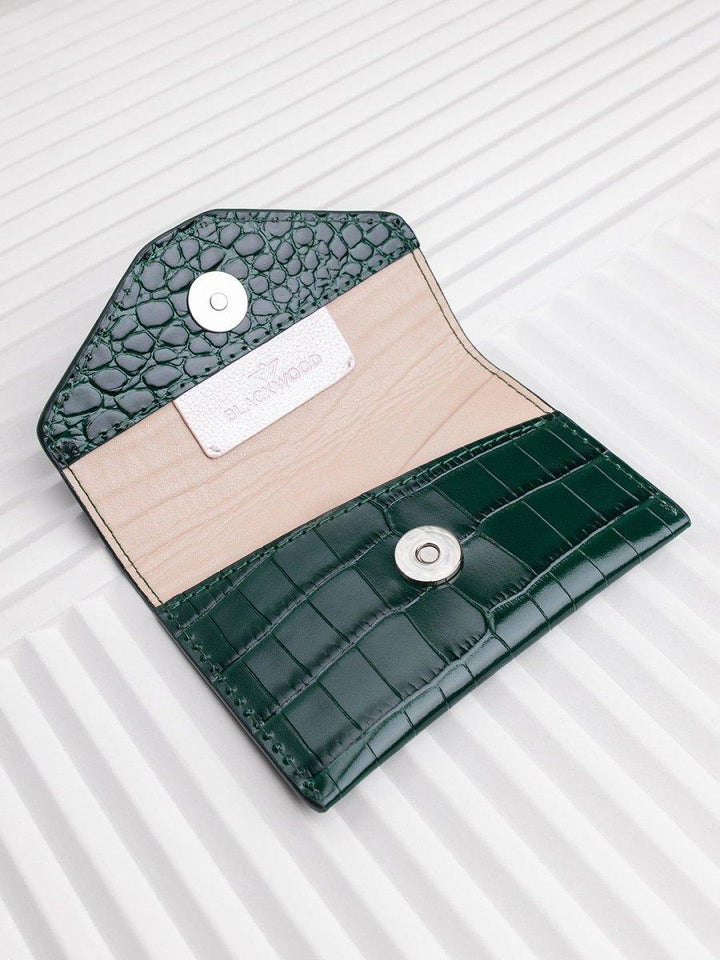 CARDHOLDER EMERALD CROCO